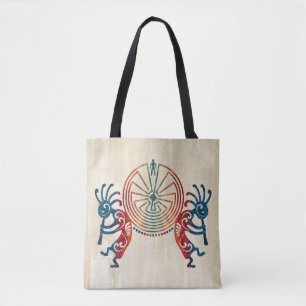 Bolso De Tela KOKOPELLI / HOMBRE EN EL MAZE coloreado + sus idea