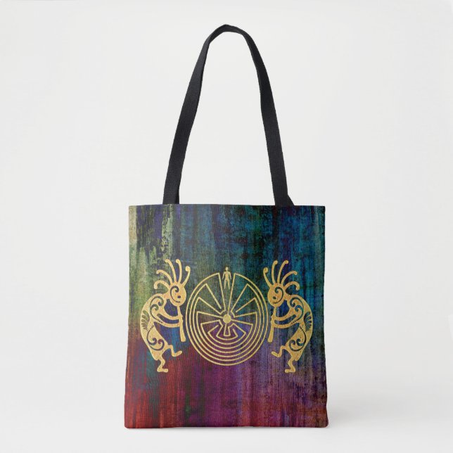 Bolso De Tela KOKOPELLI / MAN IN THE MAZE gold + tus ideas (Anverso)