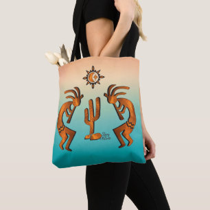 Bolso De Tela Kokopelli Y Cactus