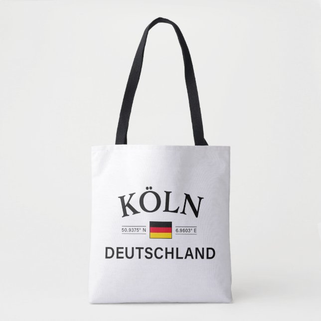 Bolso De Tela Koln (Colonia) Coordenadas Deutschland Alemán (Anverso)