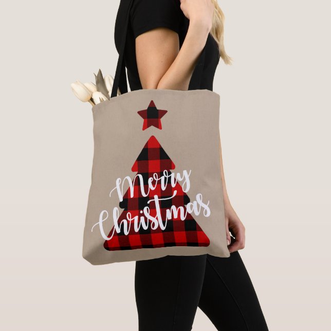 Bolso De Tela Kraft de árbol navideño con relleno de búfalo (Detalle)