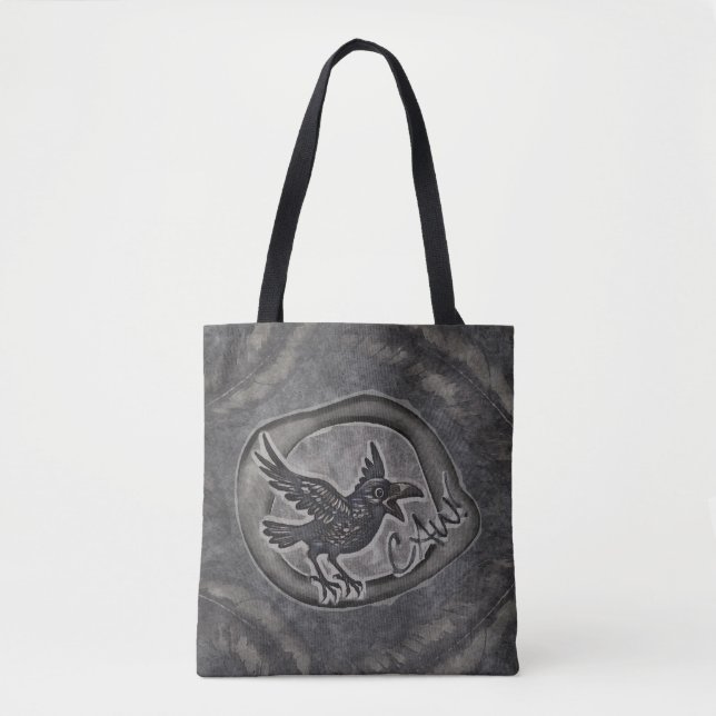 Bolso De Tela Krähe Crow Rabe ruft CAW! Tasche Tragetasche (Anverso)