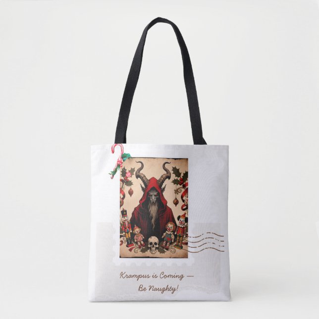 Bolso De Tela Krampus Is Coming – Be Naughty! | Dark Humor Chris (Anverso)
