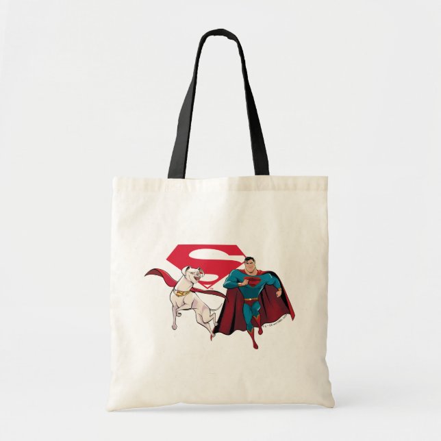Bolso De Tela Krypto y Superman (Frente)