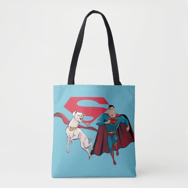 Bolso De Tela Krypto y Superman (Anverso)