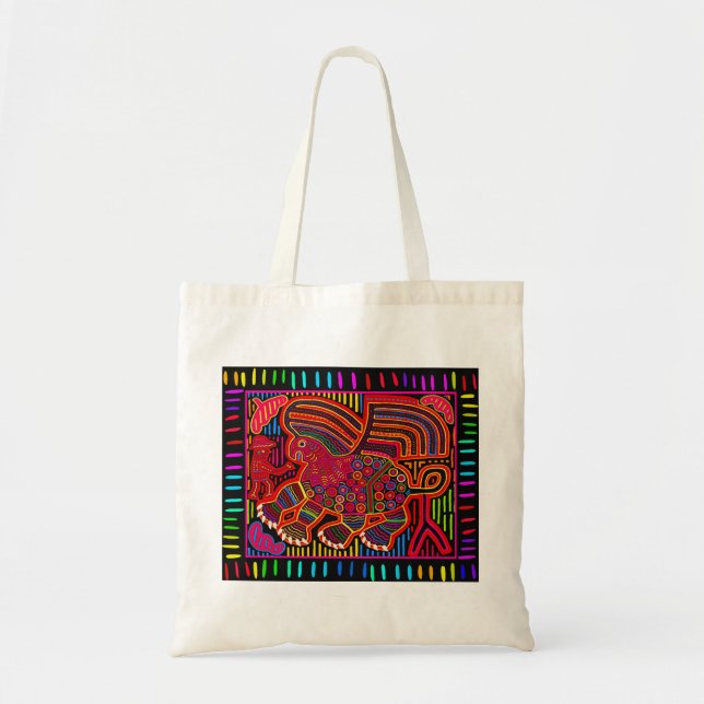 Bolso De Tela Kuna Indian Friendly Dragon Mola (Frente)