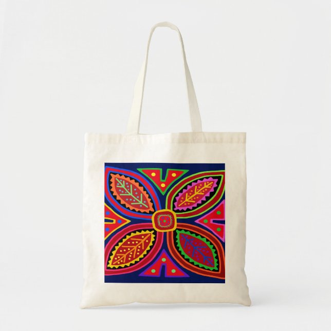 Bolso De Tela Kuna Indian Mola Flora (Frente)