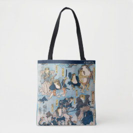 Bolso De Tela Kuniyoshi Frogs – Japanese Ukiyo-e – Custom Text