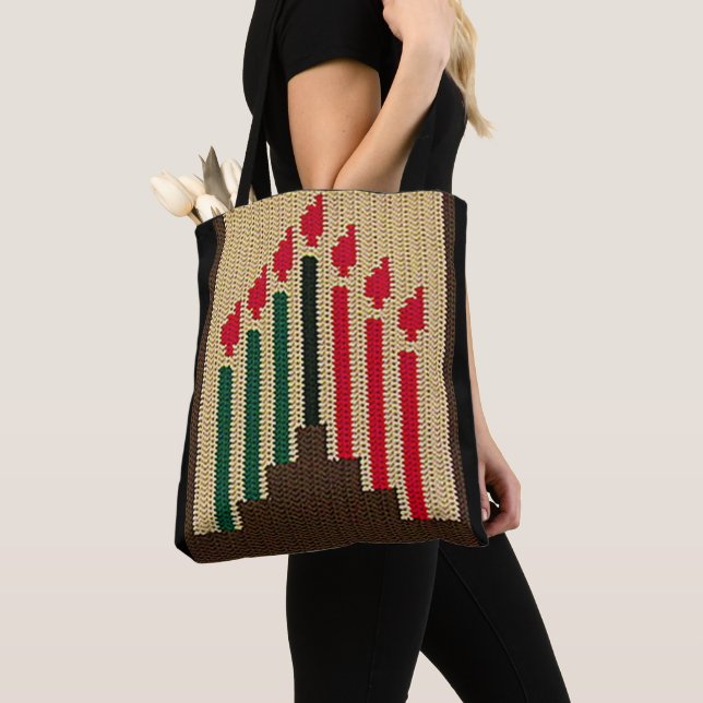 Bolso De Tela Kwanzaa Velas Red Black Green Artisan Crochet (Detalle)