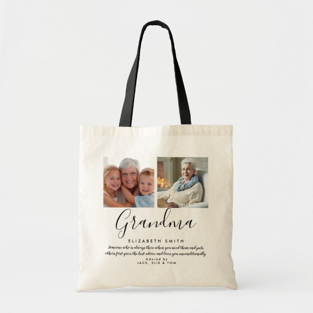 Bolso De Tela La abuela cita una foto de escritura moderna (Frente)