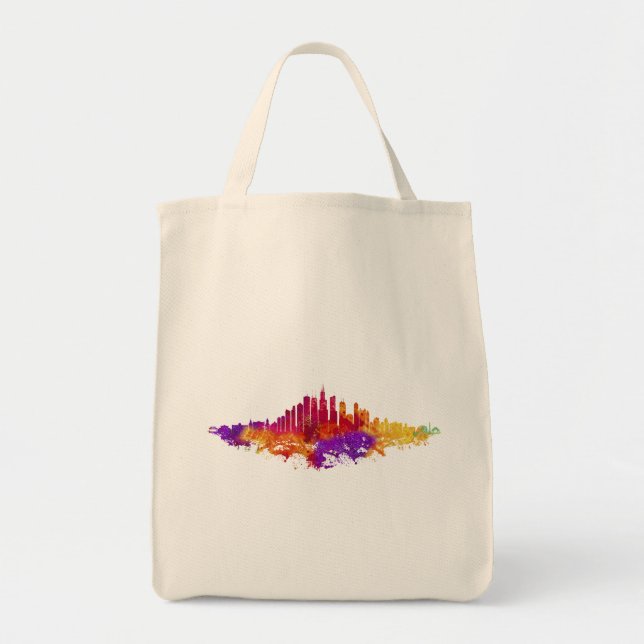 Bolso De Tela La acuarela del Skyline de Chicago en blanco (Frente)