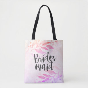 Bolso De Tela La acuarela rosa magenta deja a la dama de honor B