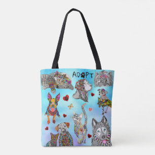 Bolso De Tela La adopción de un perro y un Mascota de gatos lind