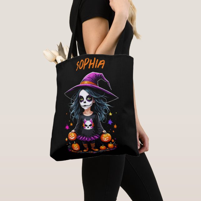 Bolso De Tela La adorable bruja de Halloween de Kawaii (Detalle)