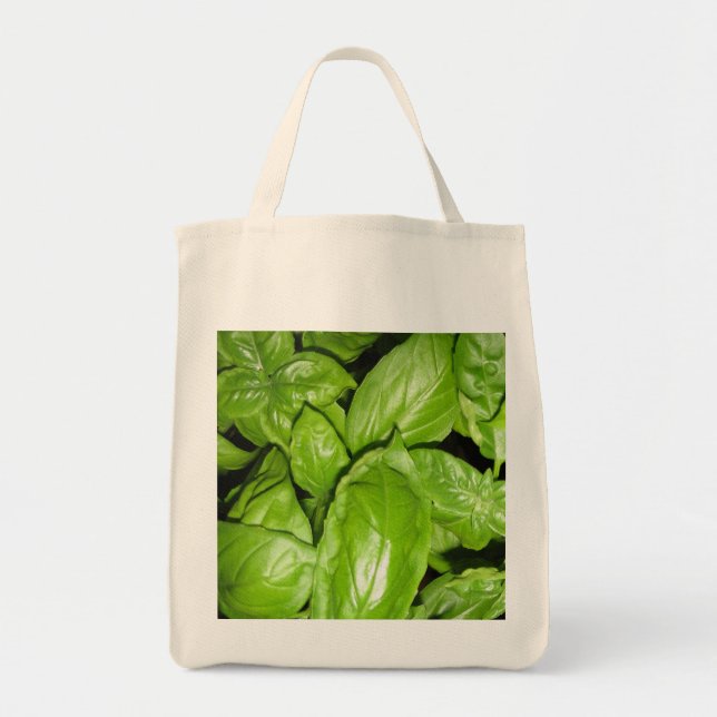 Bolso De Tela La albahaca adornó el tote (Frente)