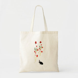 Bolso De Tela La amapola florece el conejo de conejito floral