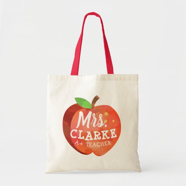 Bolso De Tela La Apple del profesor| Nombre personalizado (Frente)