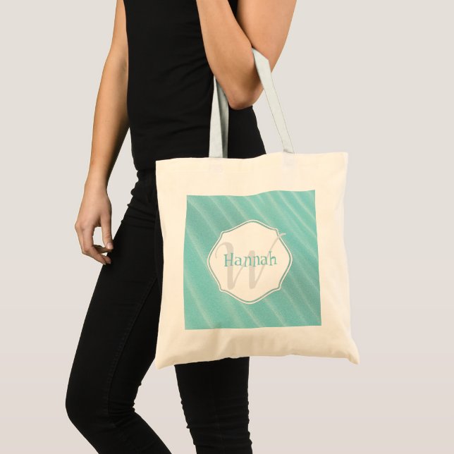 Bolso De Tela La arena verde azulada riega el Tote personalizado (Anverso (producto))