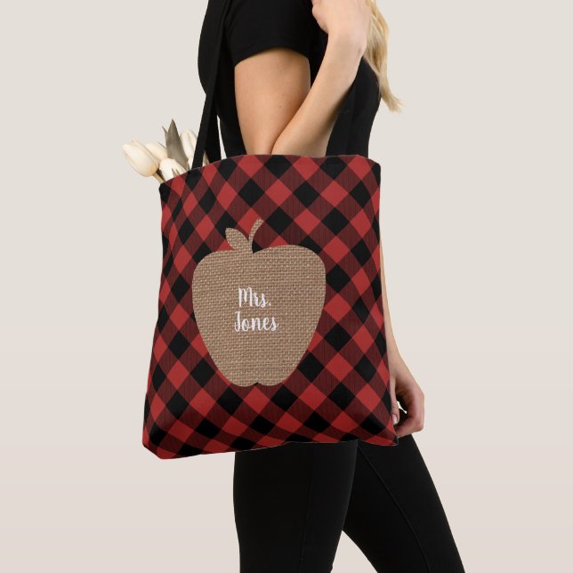 Bolso De Tela La arpillera de la tela escocesa del búfalo (Detalle)