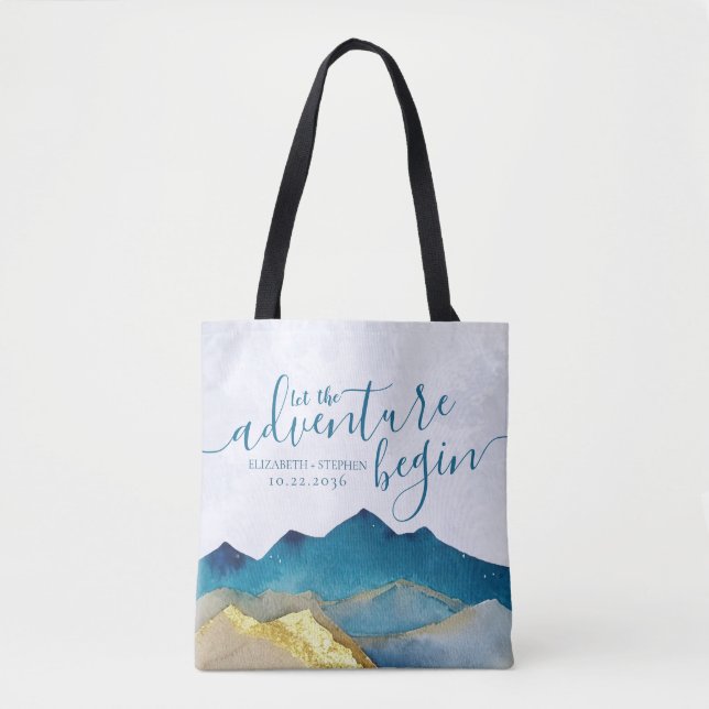 Bolso De Tela La aventura comienza Boda de las montañas acuática (Anverso)