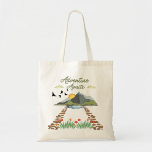 Bolso De Tela La Aventura Espera El Verde Y El Marrón