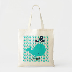 Bolso De Tela La ballena de la aguamarina en la aguamarina