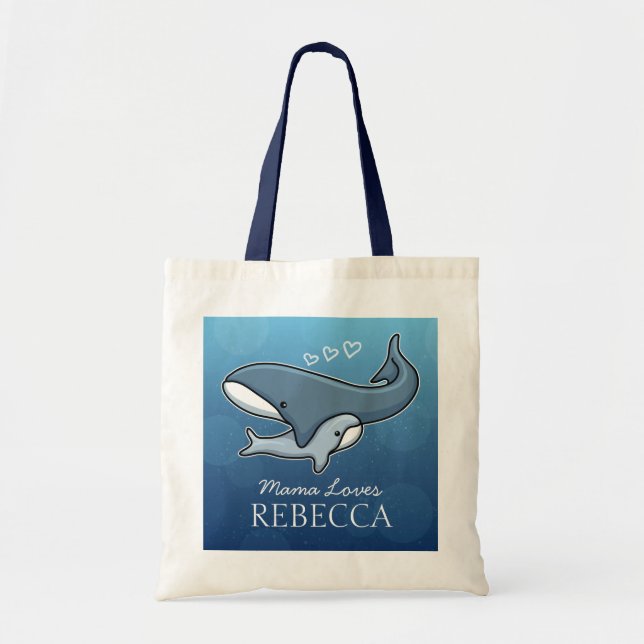 Bolso De Tela La ballena linda personalizada del bebé de la (Frente)
