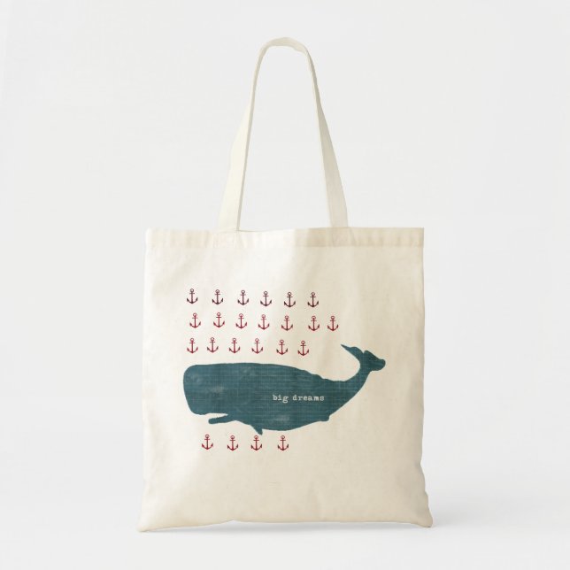 Bolso De Tela La ballena náutica ancla el tote de muy buen gusto (Frente)