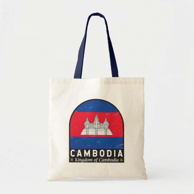 Bolso De Tela La bandera de Camboya estropeó la cosecha (Frente)