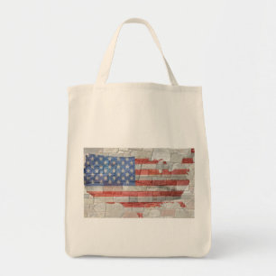 Bolso De Tela La bandera del mapa patriótico vintage estadounide