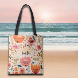 Bolso De Tela La Biblia Floral Boho Versa La Afirmación Con Nomb