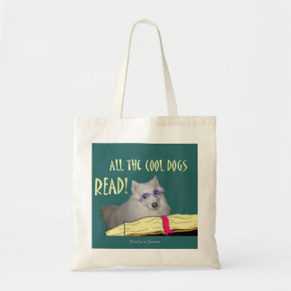 Bolso De Tela La biblioteca - samoyedo - los perros frescos leyó
