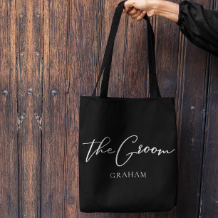 Bolso De Tela La Boda Personalizada Chic Minimalista del Novio