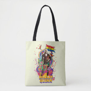 Bolso De Tela La brigada suicida   Flores y arcoiris de Harley Q