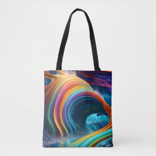 Bolso De Tela La brillante y brillante cascada arcoiris