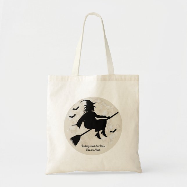 Bolso De Tela la bruja se desmorona bajo las estrellas (Frente)