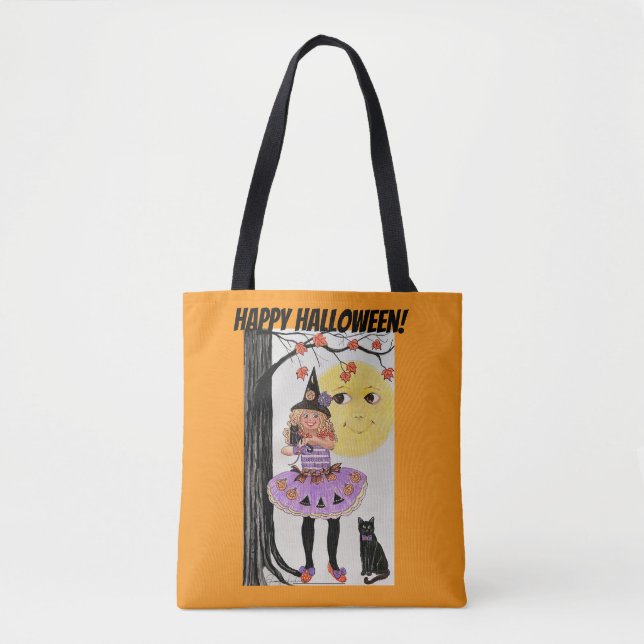 Bolso De Tela La bruja y la luna (Anverso)