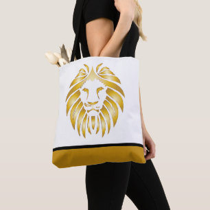 Bolso De Tela La cabeza del león asombrosa artística del oro