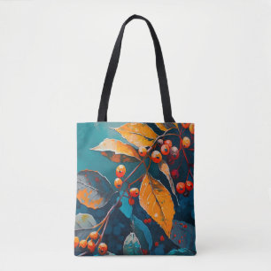 Bolso De Tela La caída deja el aceite pintado. Follaje de otoño 