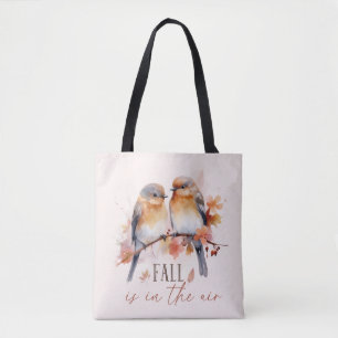 Bolso De Tela La Caída Está En El Aire - Aves Cuestas Y Hojas De