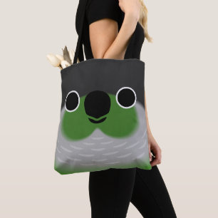 Bolso De Tela La cara de una cotorra mejilla verde