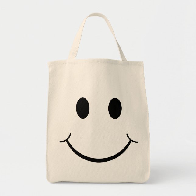 Bolso De Tela La cara feliz amarilla del clásico 70 (Frente)