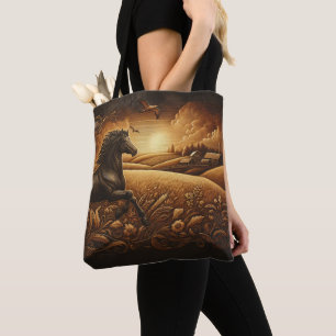Bolso De Tela La carrera dorada del Stallion negro