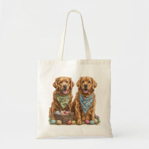 Bolso De Tela La cesta de Pascua de los perros con el sistema de