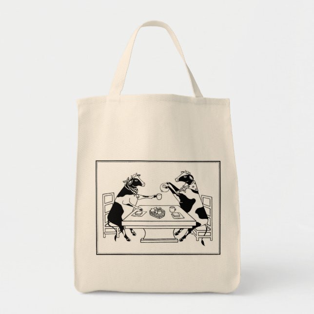 Bolso De Tela La comida campestre acobarda blanco del tote del (Frente)