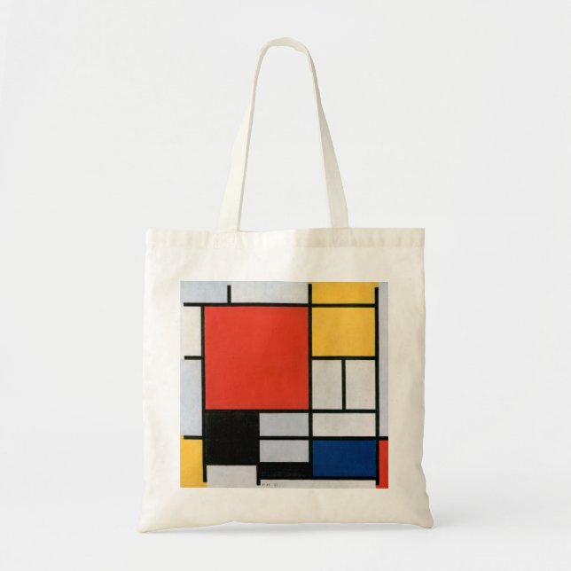 Bolso De Tela La composición de Mondrian rojo, amarillo, azul, n (Frente)