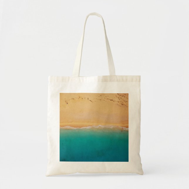Bolso De Tela La costa de arena y mar desde arriba (Frente)