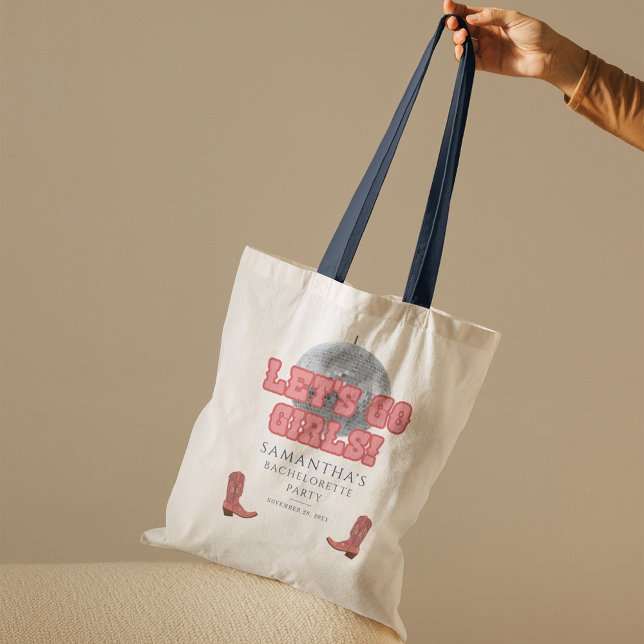 Bolso De Tela La Cowgirl Discoteca deja salir a los Chicas Bache (Disco Bachelorette Lets Go Girls Bachelorette Party Tote Bag)