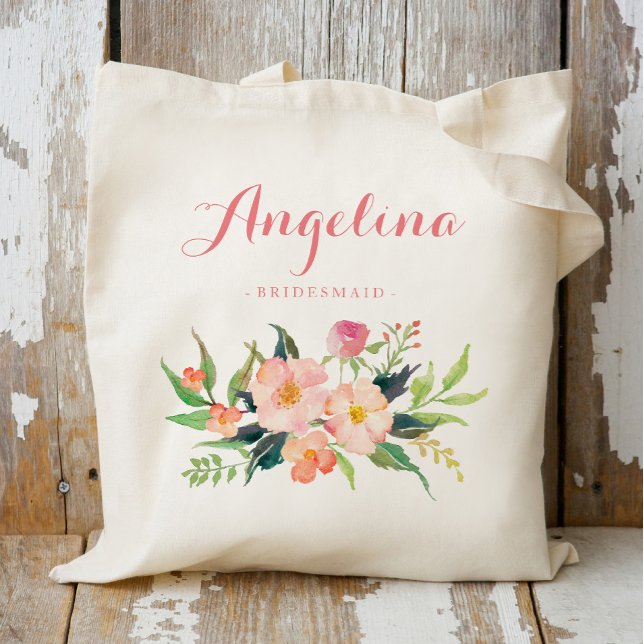 Bolso De Tela La dama de honor floral personalizada (Subido por el creador)