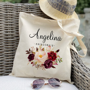 Bolso De Tela La dama de honor floral y rusa personalizada